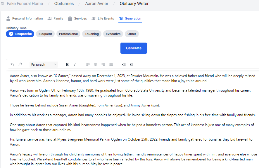 Ai Obit Writer
